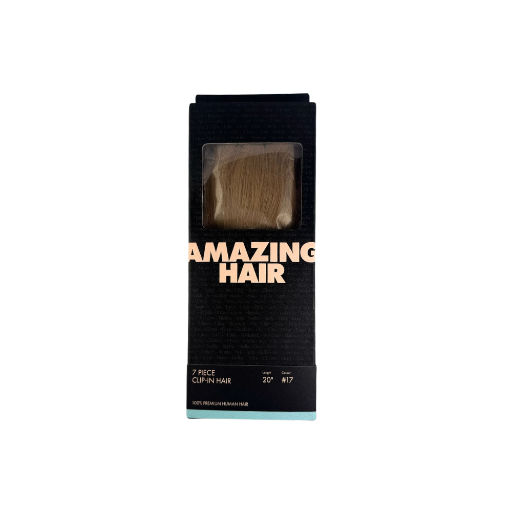 Amazing Hair 20-inch 7 Piece Clip-In Human Hair Extensions in Almond Blonde