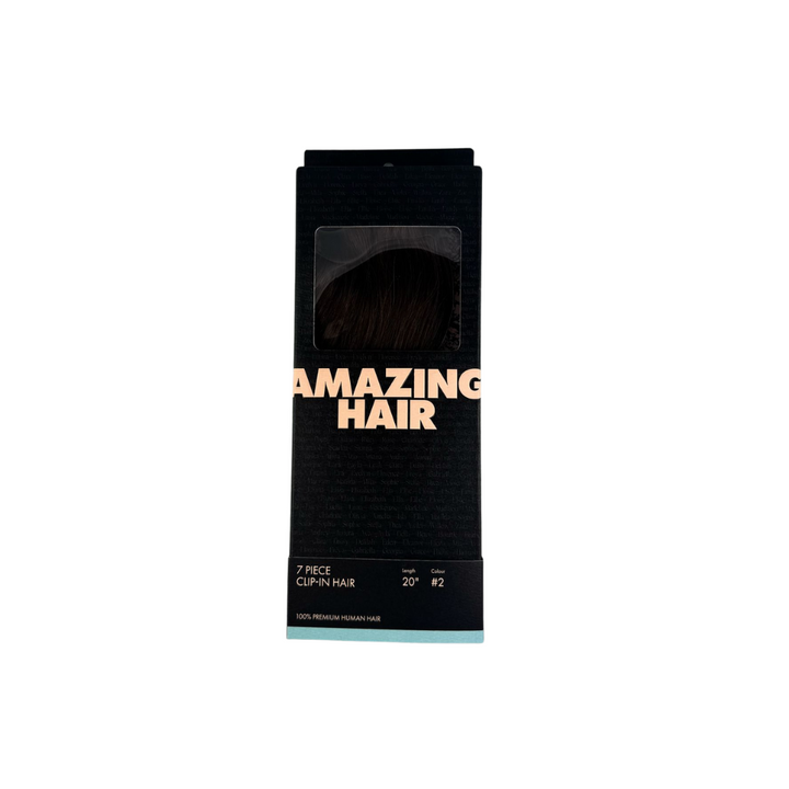 Amazing Hair 20-inch 7 Piece Clip-In Human Hair Extensions in Chocolate Brown