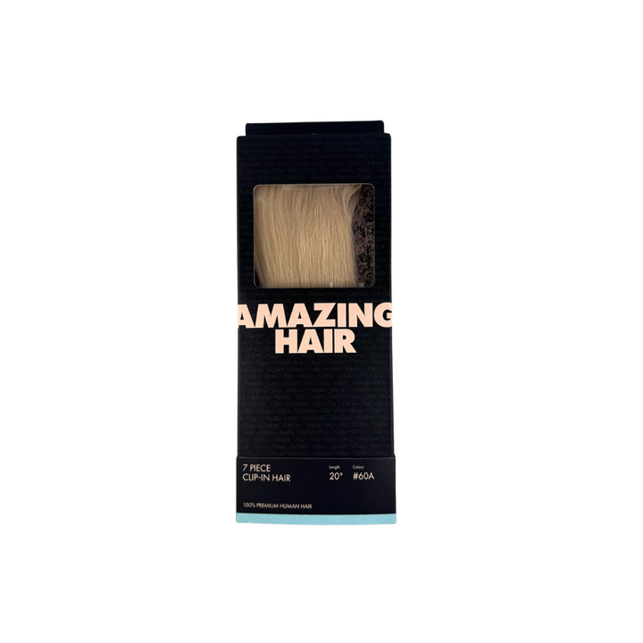 Amazing Hair 20-inch 7 Piece Clip-In Human Hair Extensions in Platinum Blonde