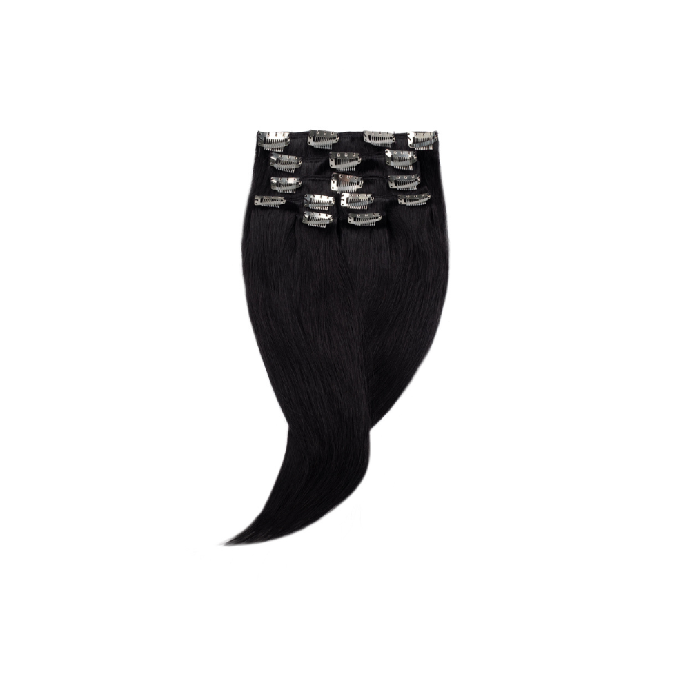 Amazing Hair 16-inch 7 Piece Clip-In Human Hair Extensions in Black