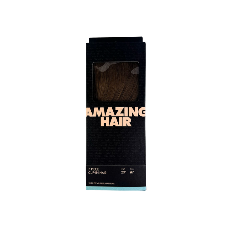 Amazing Hair 20-inch 7 Piece Clip-In Human Hair Extensions in Cool Light Brown
