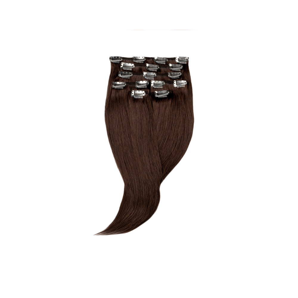 Amazing Hair 16-inch 7 Piece Clip-In Human Hair Extensions in Chocolate Brown