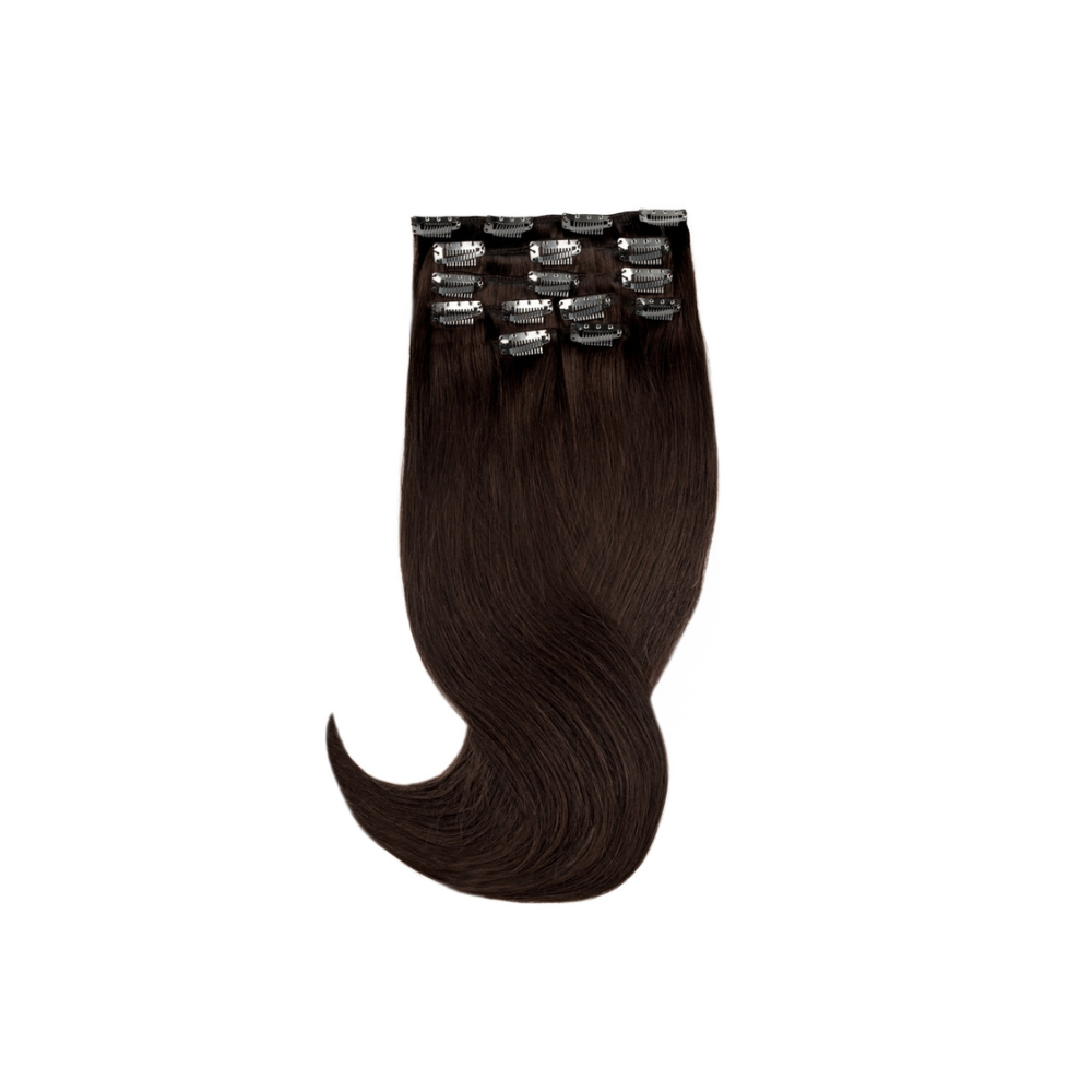 Amazing Hair 20-inch 7 Piece Clip-In Human Hair Extensions in Dark Brown