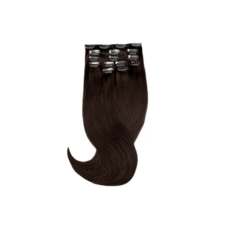 Amazing Hair 20-inch 7 Piece Clip-In Human Hair Extensions in Dark Brown
