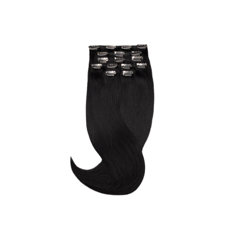 Amazing Hair 20-inch 7 Piece Clip-In Human Hair Extensions in Black