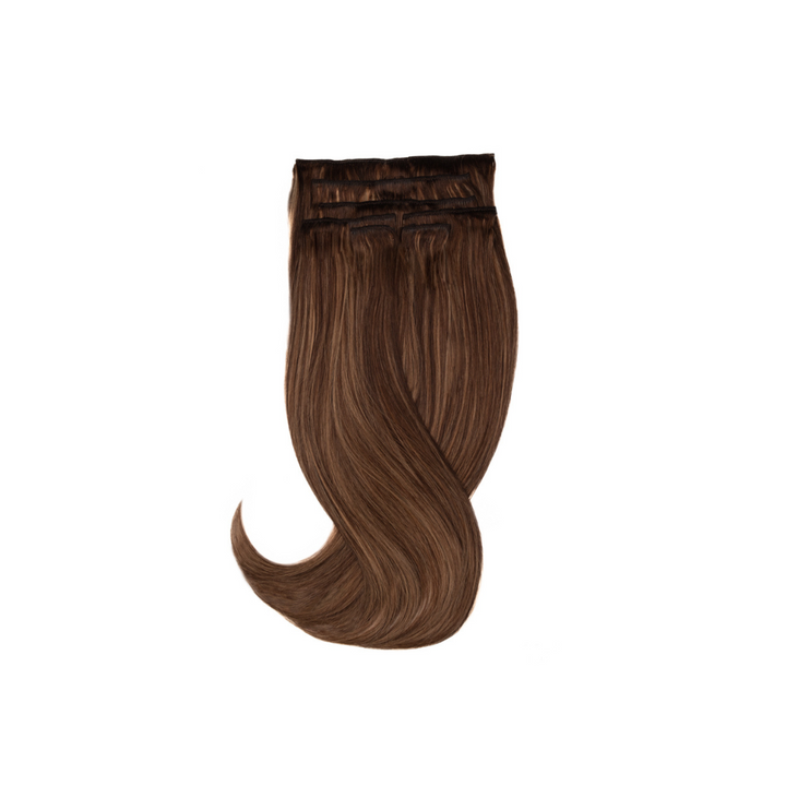 Amazing Hair 16-inch 7 Piece Clip-In Human Hair Extensions in Chocolate Brown/Caramel