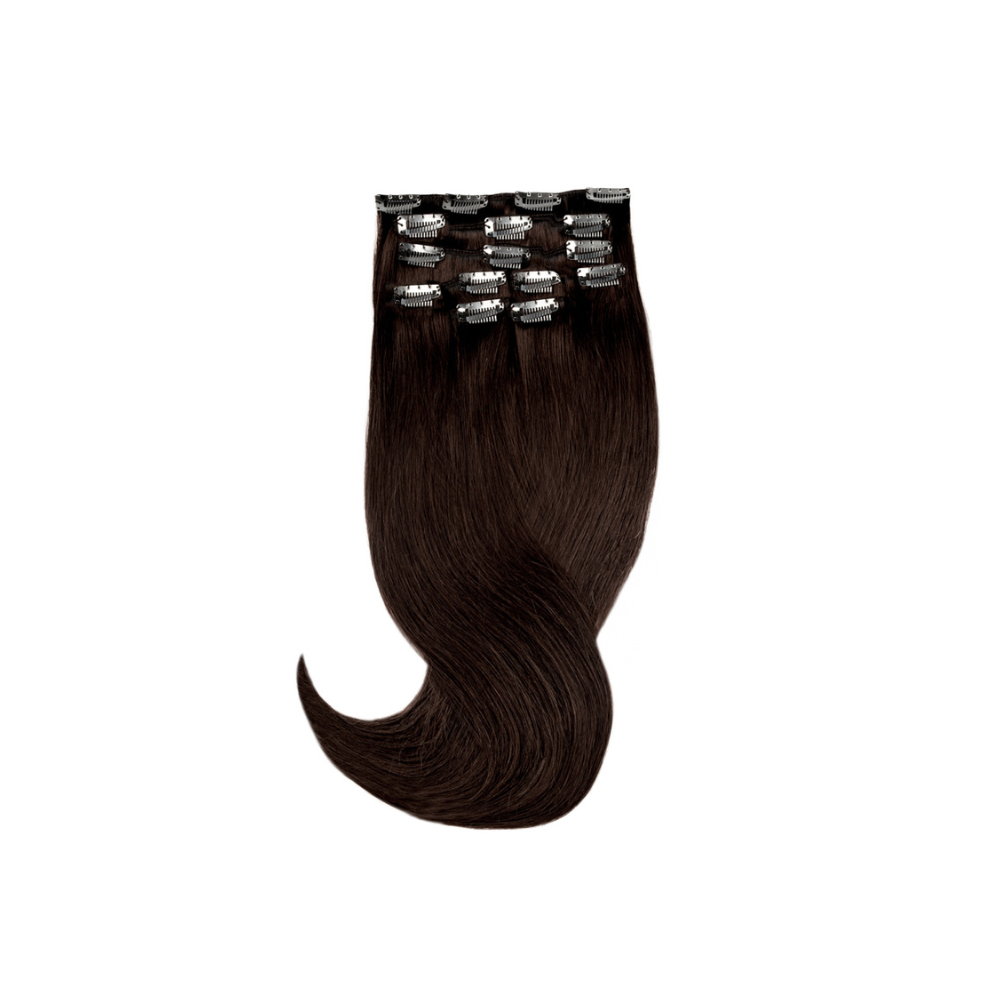 Amazing Hair 20-inch 7 Piece Clip-In Human Hair Extensions in Chocolate Brown