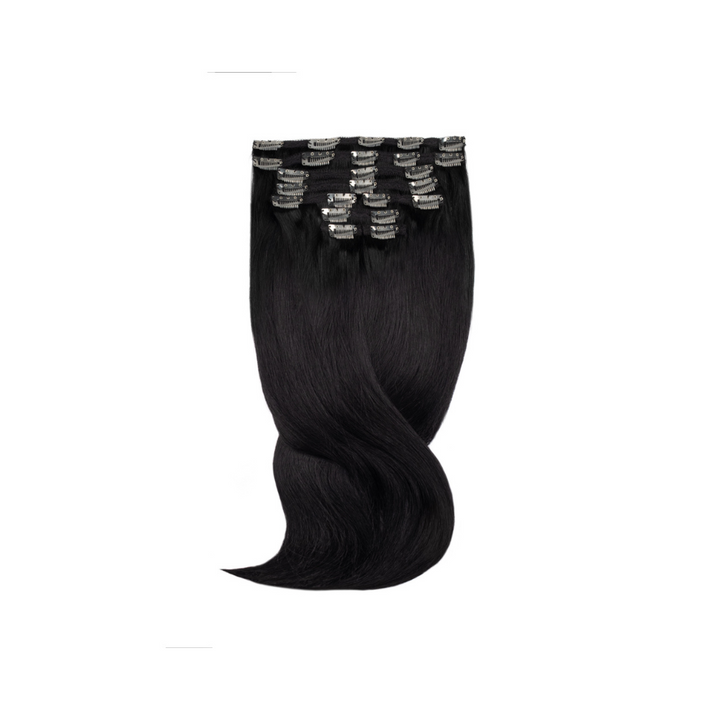 Amazing Hair 20-Inch 9-Piece Clip-In Human Hair Extensions in Black