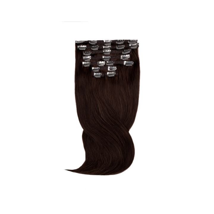 Amazing Hair 20-Inch 9-Piece Clip-In Extensions in Human Hair Chocolate Brown