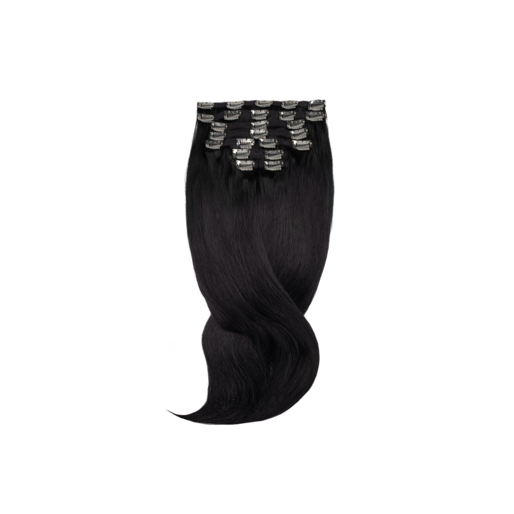 Amazing Hair 24-Inch 9-Piece Clip-In Human Hair Extensions in Black
