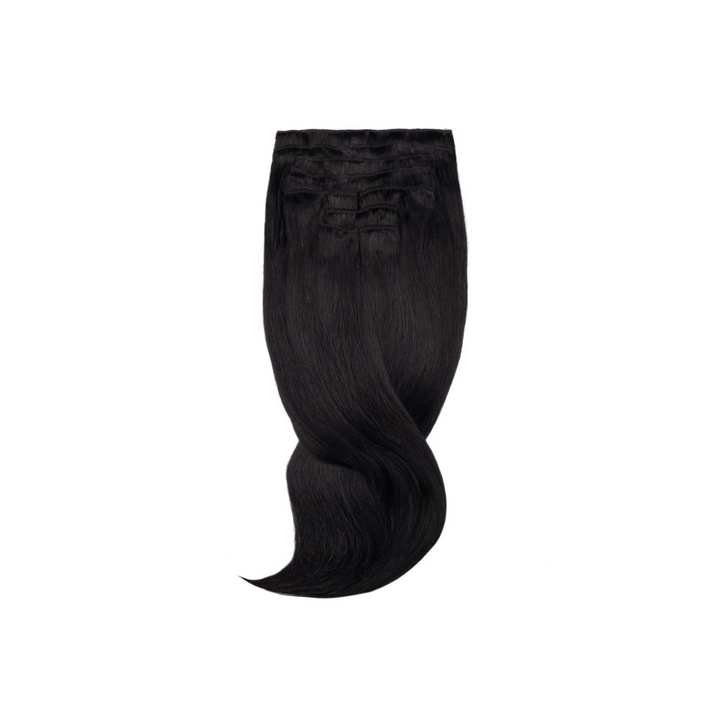 Amazing Hair 24-Inch 9-Piece Clip-In Human Hair Extensions in Black