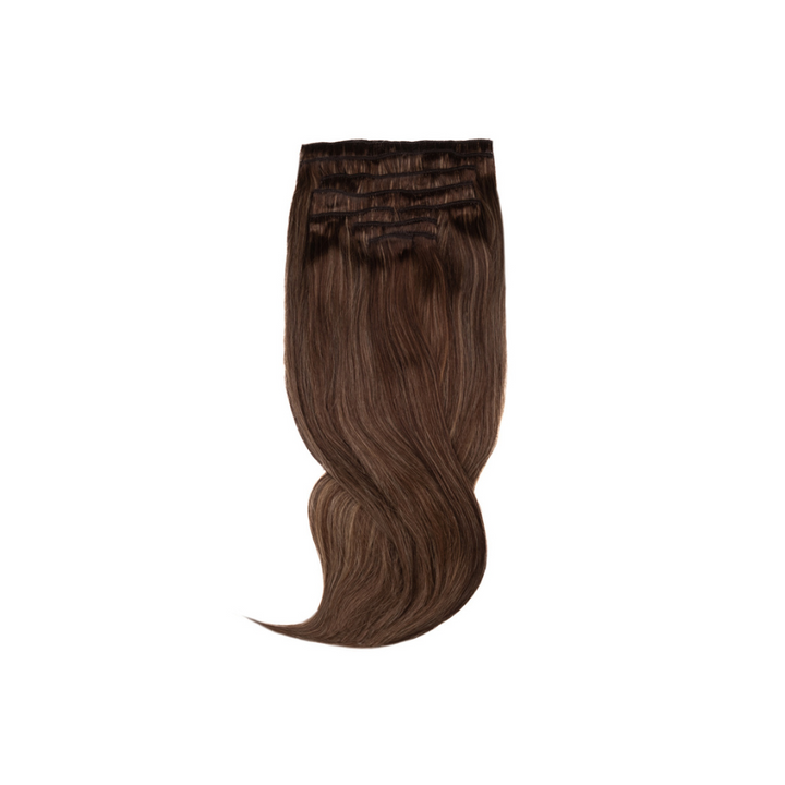 Amazing Hair 24-Inch 9-Piece Clip-In Human Hair Extensions in Chocolate Brown / Caramel