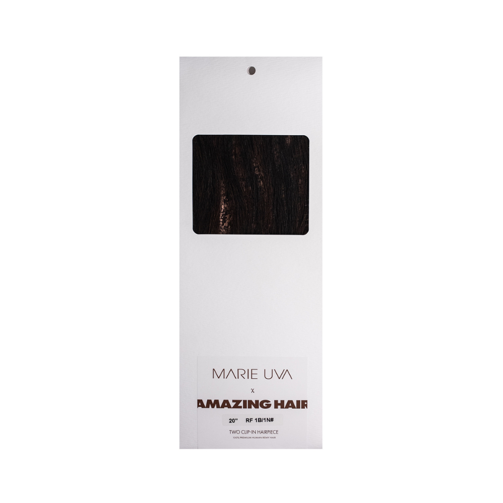 Marie Uva x Amazing Hair 20" 2-Clip Clip-In Hairpiece: #1B/1N Dark Brown/Natural Brown - Amazing Hair