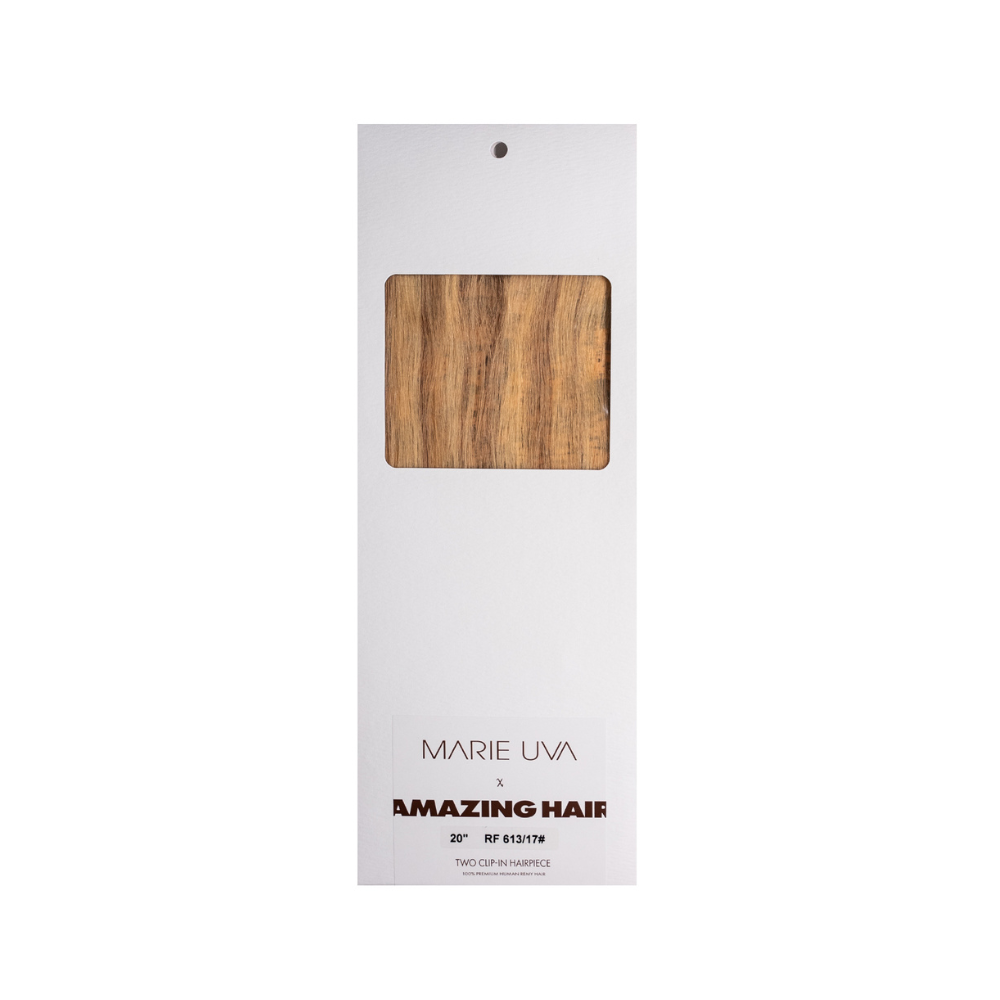 Marie Uva x Amazing Hair 20" 2 Clip-In Hairpiece: #613/17 Natural Blonde/Dark Blonde - Amazing Hair