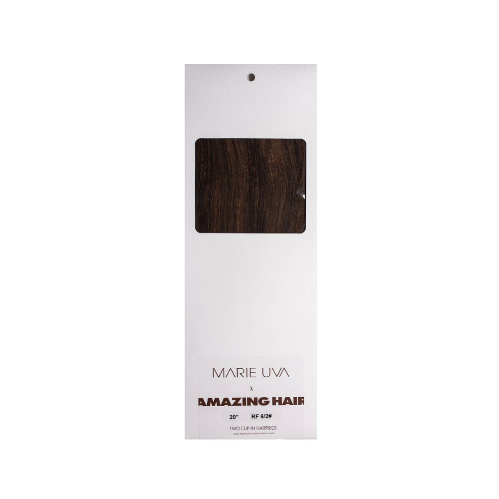 Marie Uva x Amazing Hair 20" 2-Clip Clip-In Hairpiece: #6/2 Light Brown/Chocolate Brown - Amazing Hair