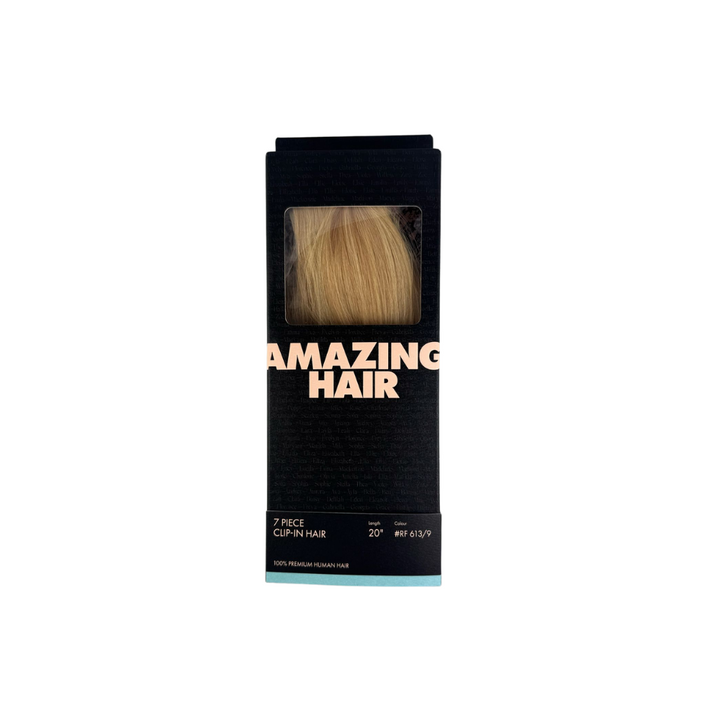 Amazing Hair 20-inch 7 Piece Clip-In Human Hair Extensions in Sunny Blonde/Velvet Blonde